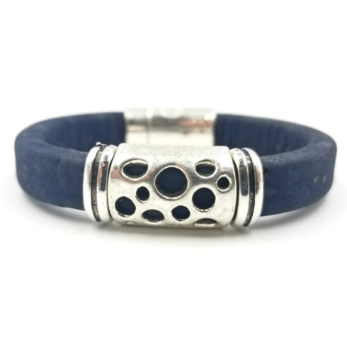 Navy Cork Hole Bead Bracelet